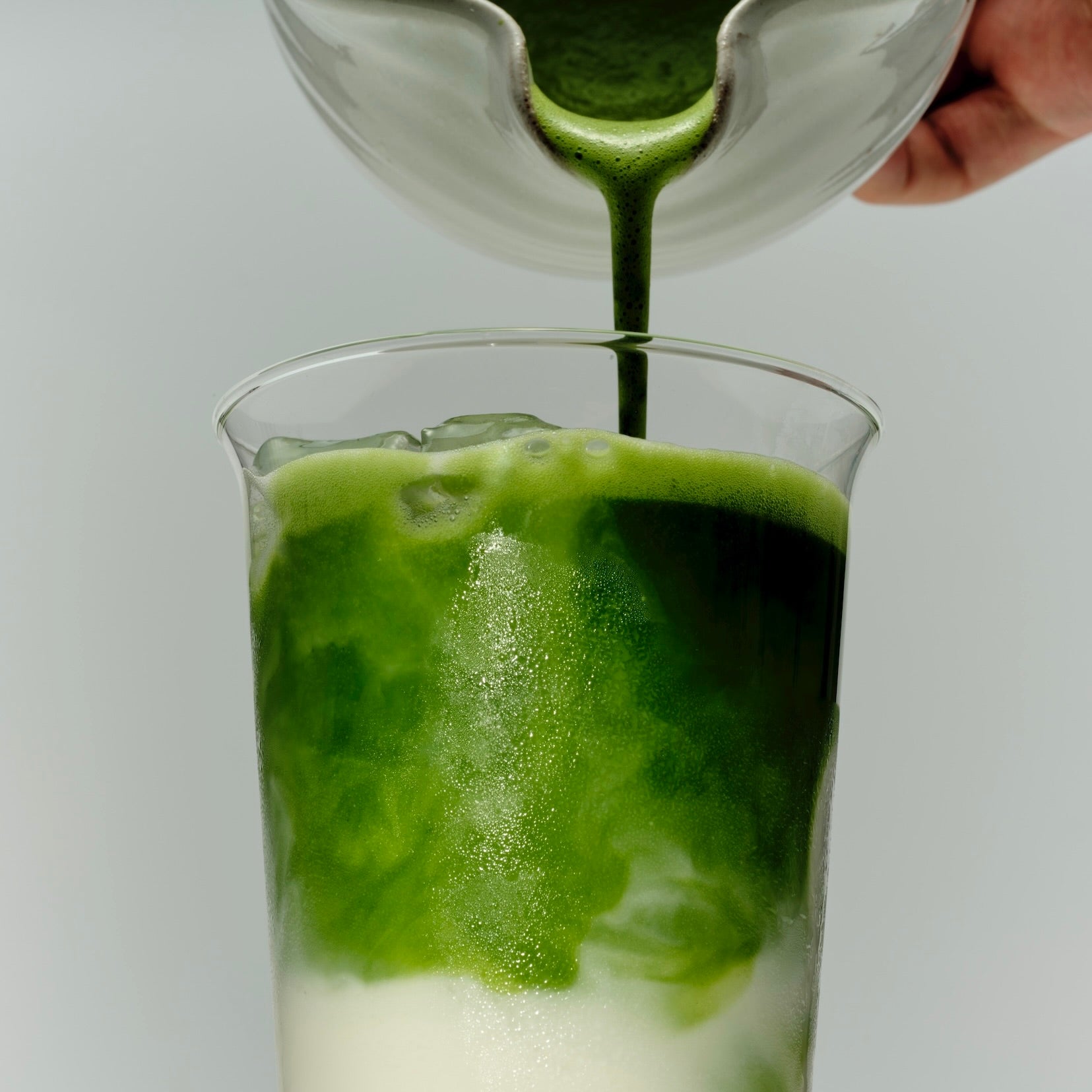 Matchaful Kiwami Matcha Latte Being Poured