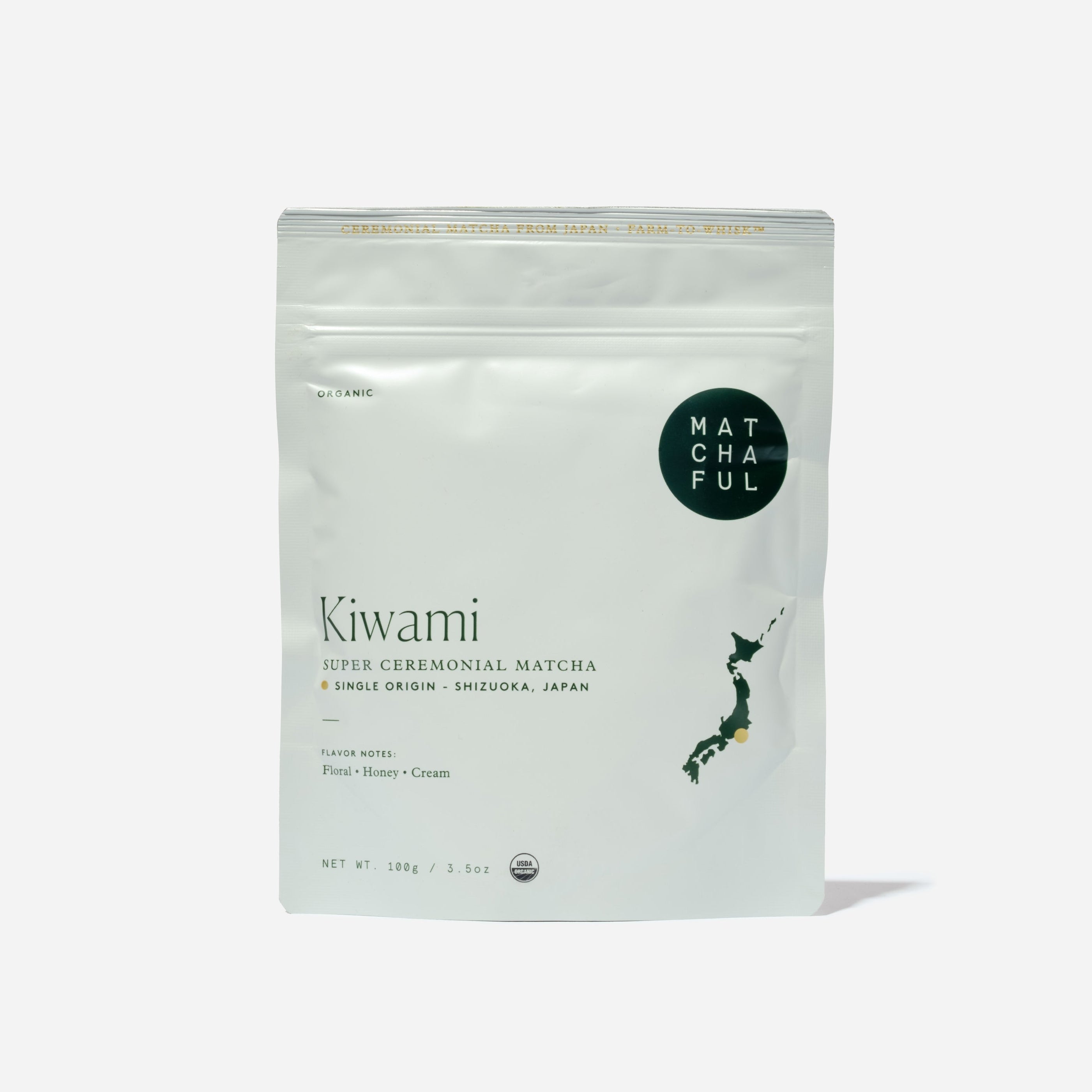 Matchaful Kiwami matcha powder packaging on a white background