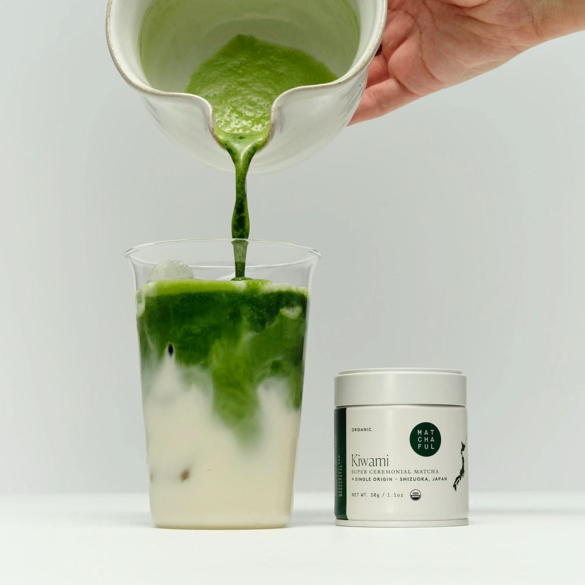 Organic Kiwami Matcha Being Poured