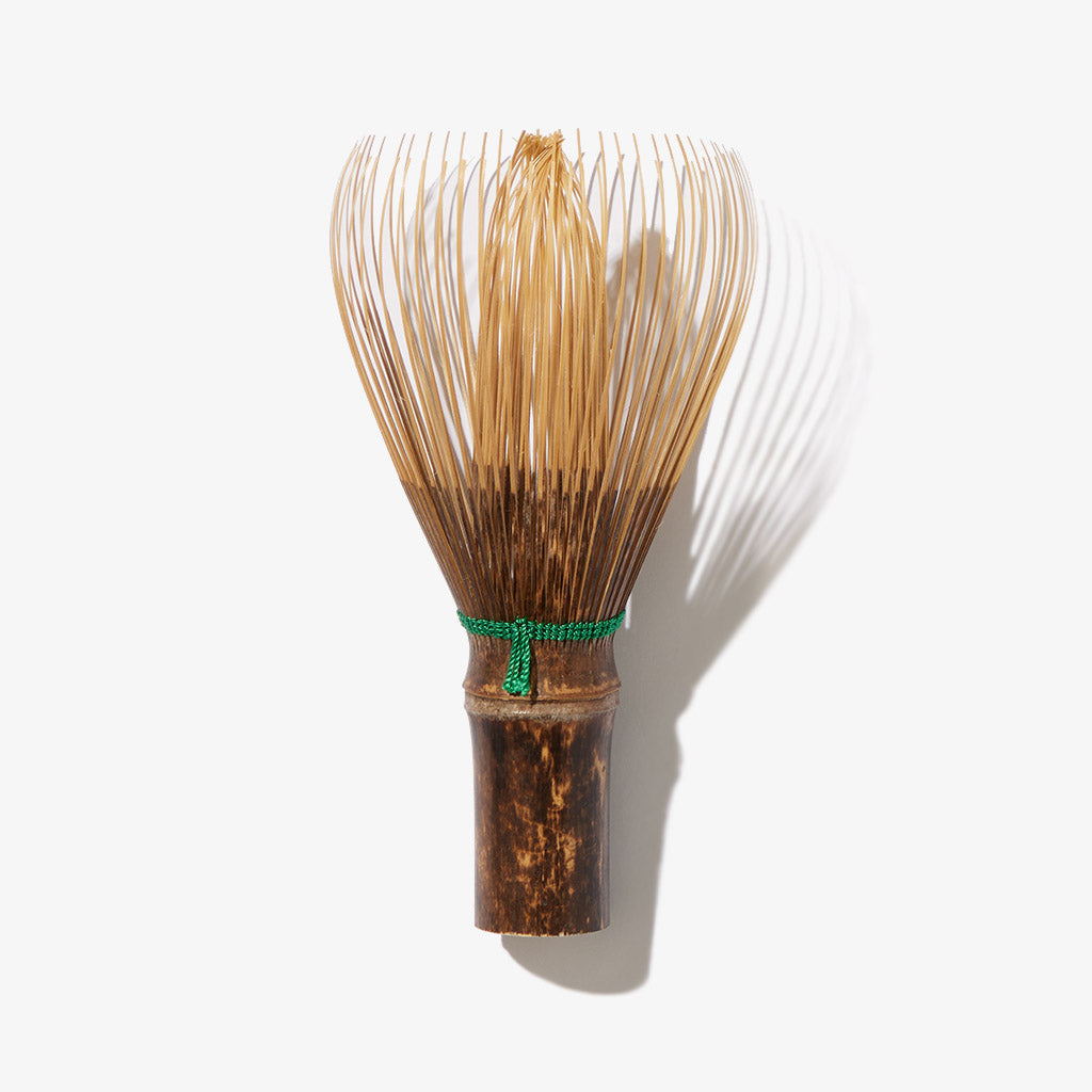 Matchaful black bamboo whisk with green thread