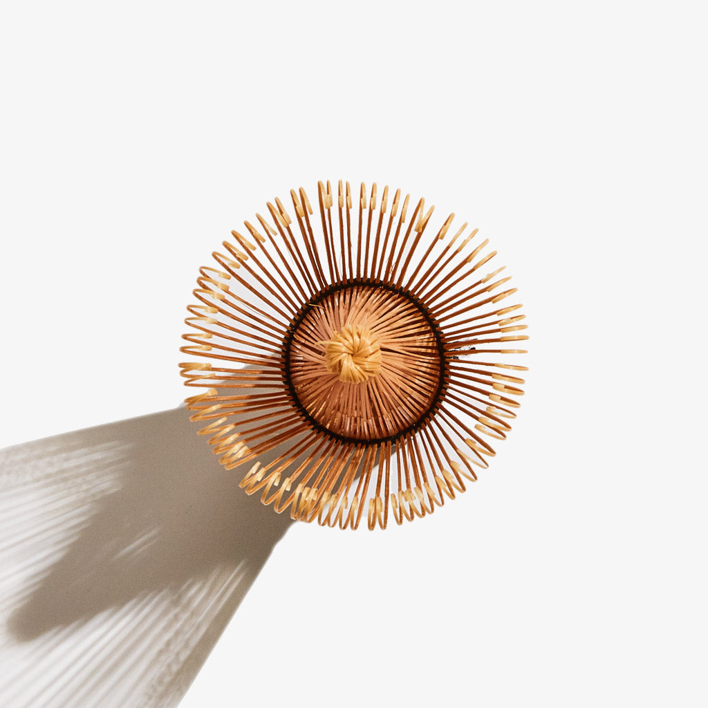 Traditional matcha bamboo whisk from top view